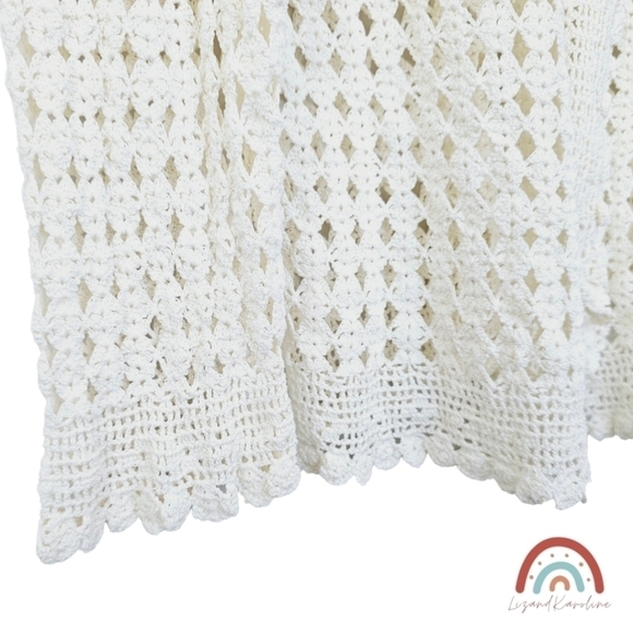 Vintage Lauren Ralph Lauren Hand Knit Crochet Cotton Boho Summer Cardigan 3X - Picture 12 of 15
